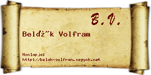Belák Volfram névjegykártya